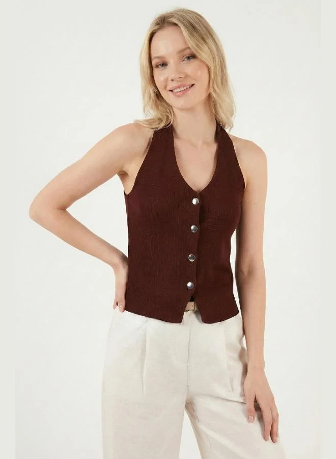 ليلا Lela Fitted Halter Neck Backless Vest Women's Vest 5866515