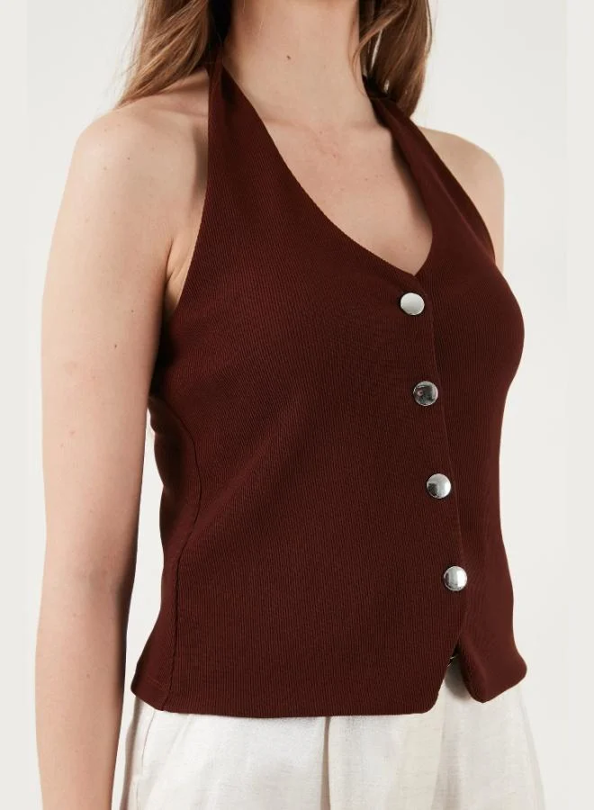 Lela  Lela Fitted Halter Neck Backless Vest Women's Vest 5866515 for Women | Best Price UAE