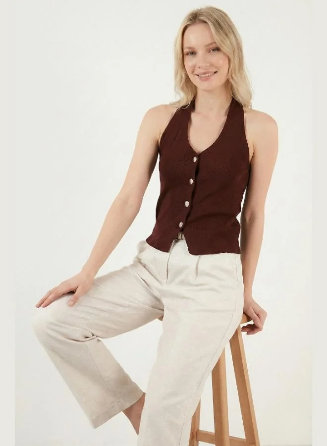 Lela  Lela Fitted Halter Neck Backless Vest Women's Vest 5866515 for Women | Best Price UAE