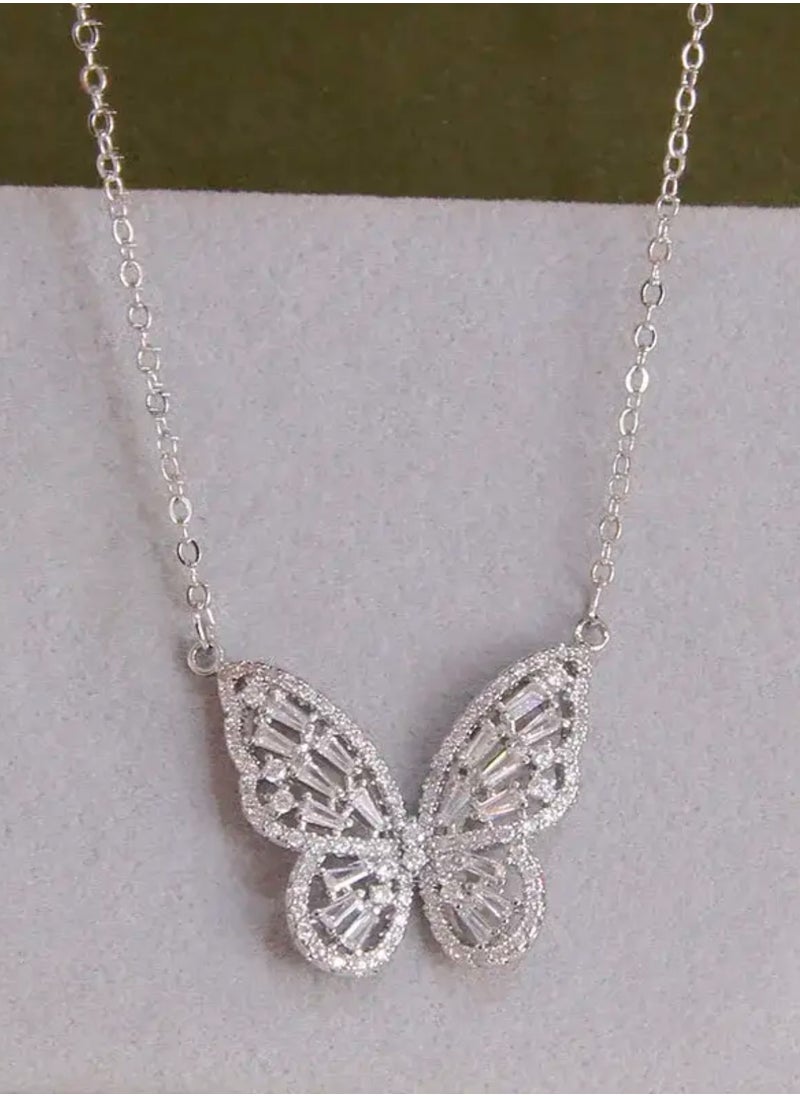Equal - Elegant Silver Plated Necklace Inlaid With Zirconia For Women - Image 1
