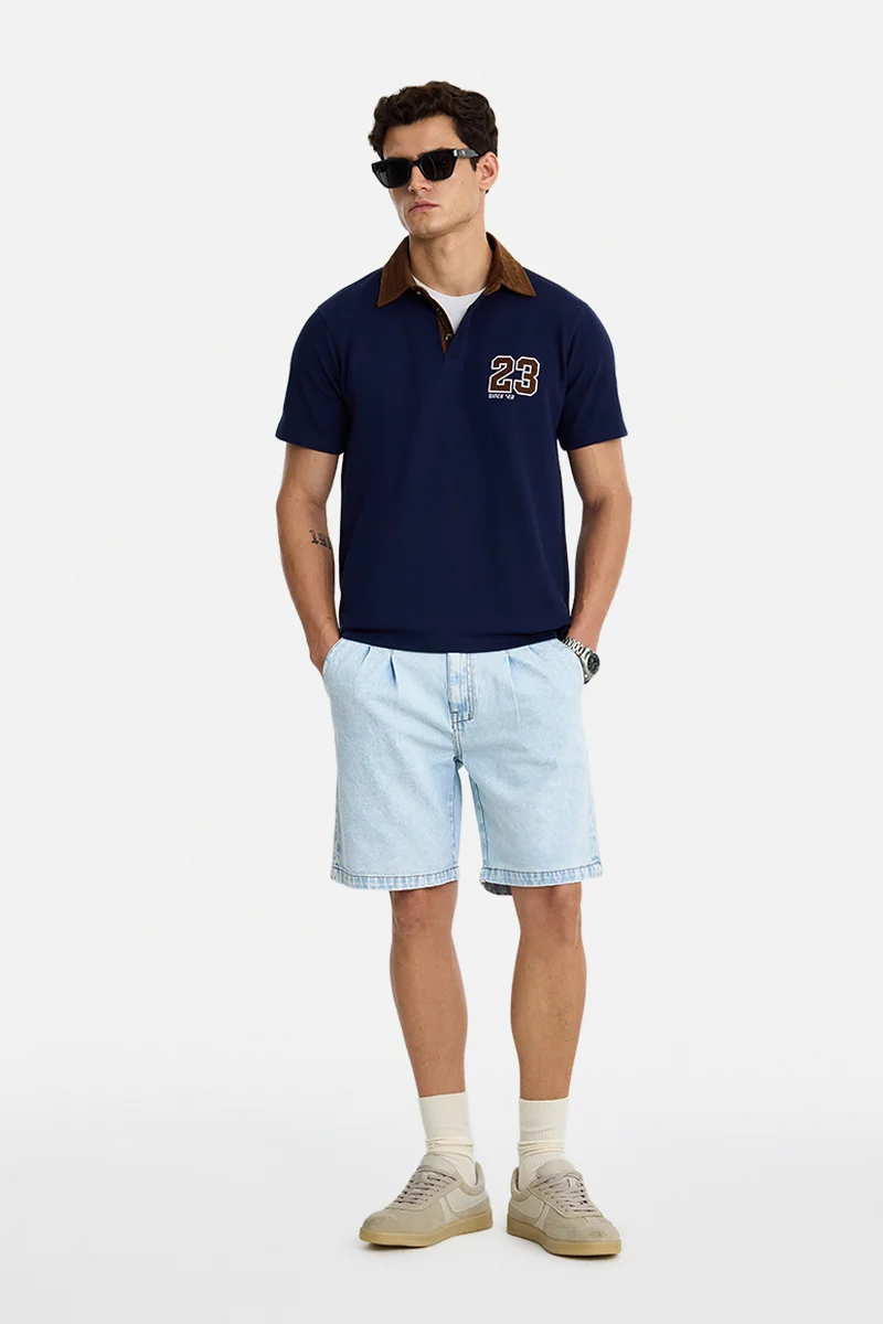 سنيتش Light Blue Textured Regular Fit Shorts