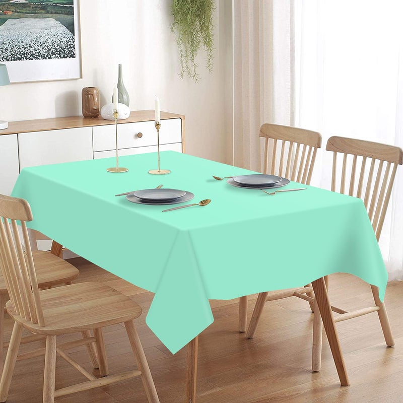 QIKSION 3 Pack Fresh Mint Plastic Tablecloth Disposable Table Covers Mint Green Table Cloths for Parties Bridal Shower Birthday Engagement Wedding  Fits 6 to 8 Foot Rectangle Tables (54 ? 108 Inch) - Image 4