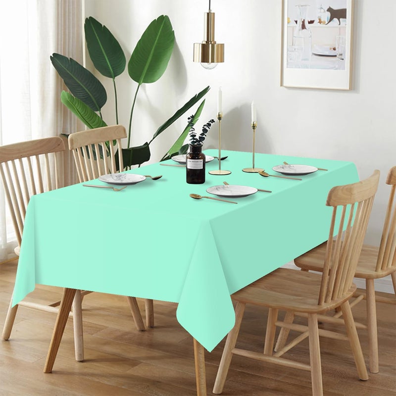 QIKSION 3 Pack Fresh Mint Plastic Tablecloth Disposable Table Covers Mint Green Table Cloths for Parties Bridal Shower Birthday Engagement Wedding  Fits 6 to 8 Foot Rectangle Tables (54 ? 108 Inch) - Image 2