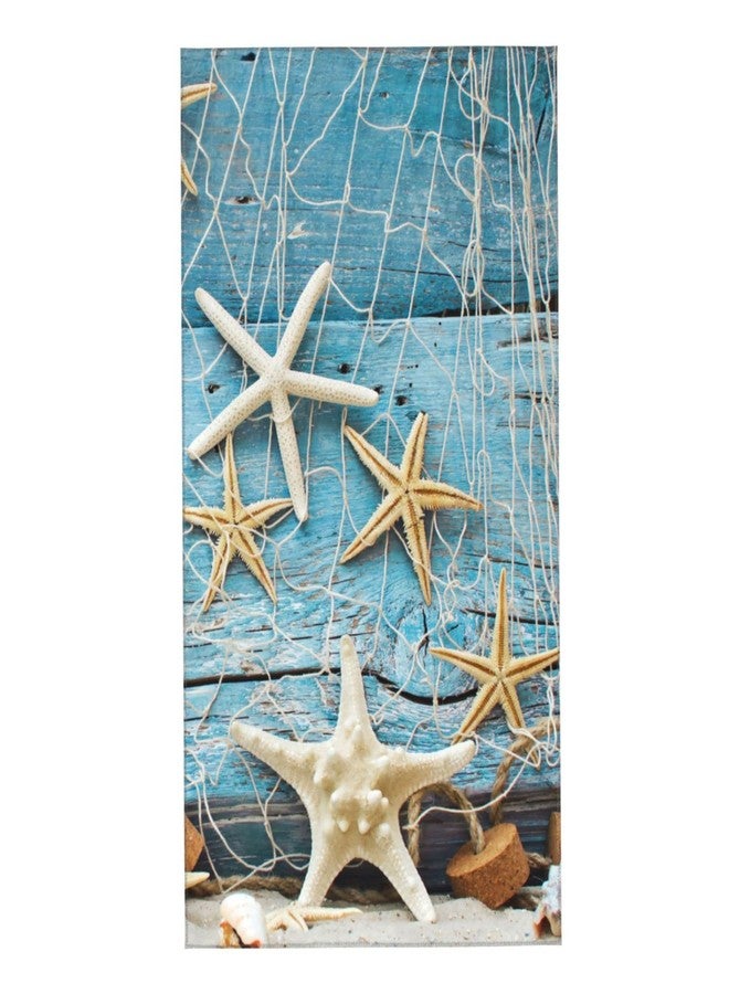 COVASA Nautical Starfish Hand Towels for Bathroom Set of 2,Tropical Summer Beach Seashell on Aqua Blue Wood Board Bathroom Hand Towel Soft Absorbent Small Bath Towels Kitchen Guest Towel for Spa 16"x28" - Image 1