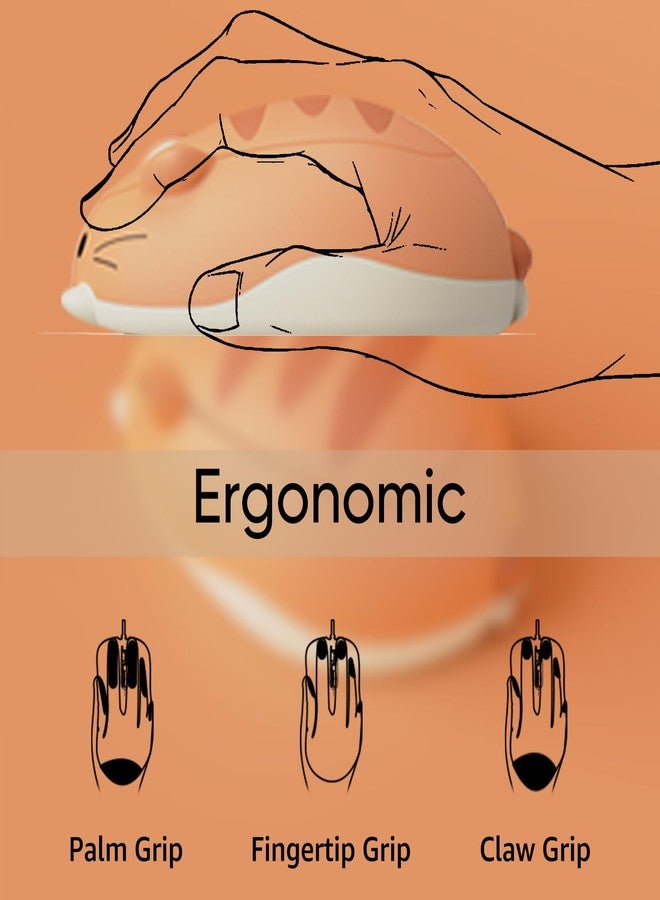 Akko Cat Theme Wireless Gaming Mouse, 2.4G GHz with a USB Receiver, Cute Optical Cordless Cartoon Mice for Computer/Laptop/Desktop/PC/iPad, Compatible with Mac/Win Orange Kate - Image 2