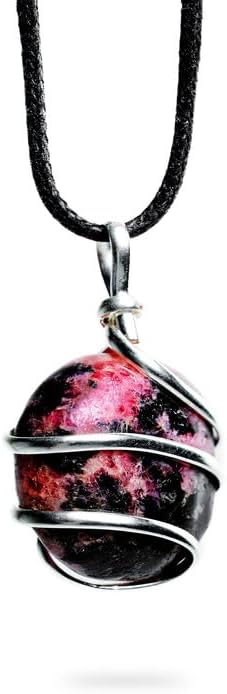 Ayana Wellness Ayana Rhodonite Necklace | Heart and Root Chakra | Taurus and January Birthstone | Handmade, Ethically Sourced Pendant Necklace for Women 