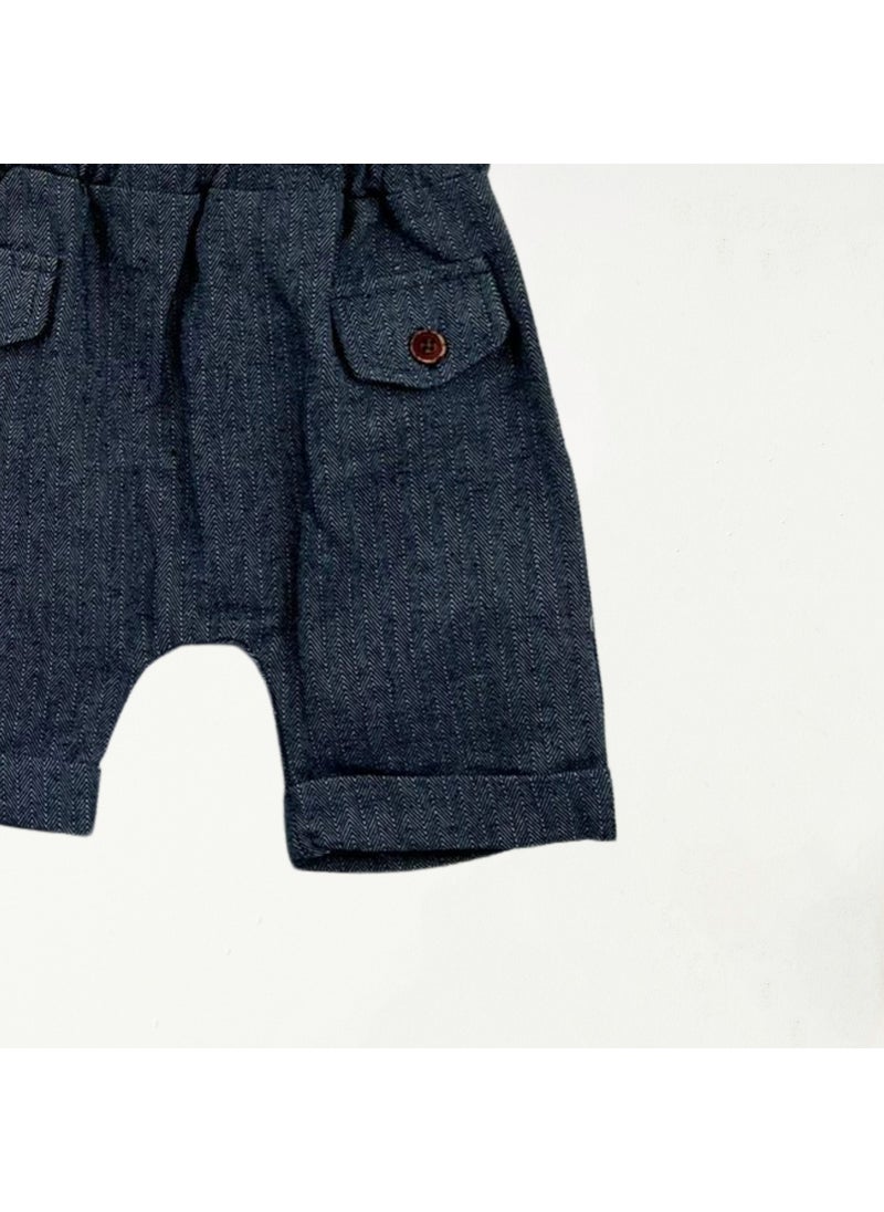 FOR MY BABY Baby Fou Herringbone Hooded T-Shirt Shorts Set  - Image 2