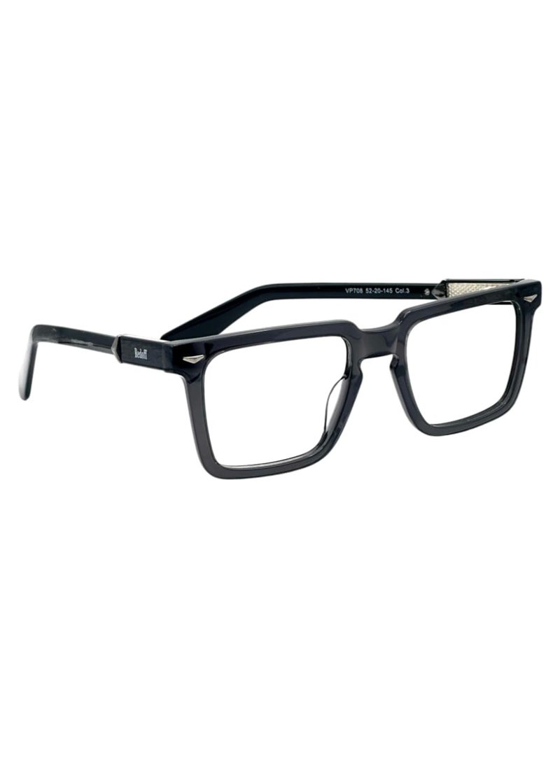 VP708 COL.3 Square Frame, Black Acetate Frames, Modern Style Eyewear for Daily Use - Image 1