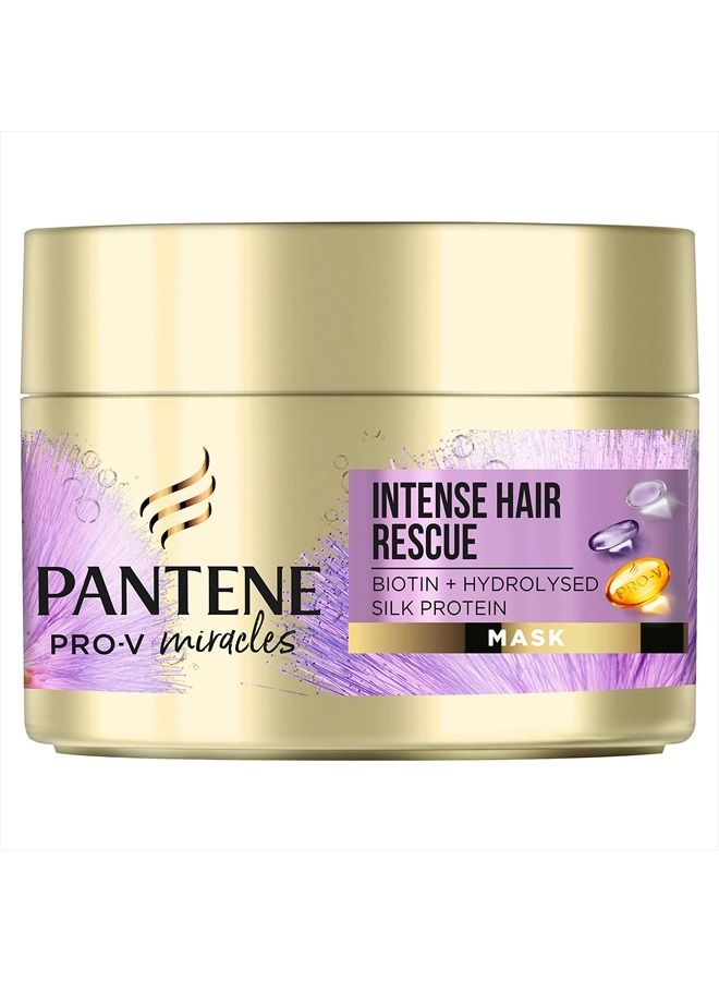 Pantene Miracles Hair Mask, Intense Hair Rescue Mask with Biotin and Hydrolysed Silk Protein, Hair Treatment That Helps Repair Processed, Highlighted or Intensely Dry Damaged Hair,160ml - Image 1