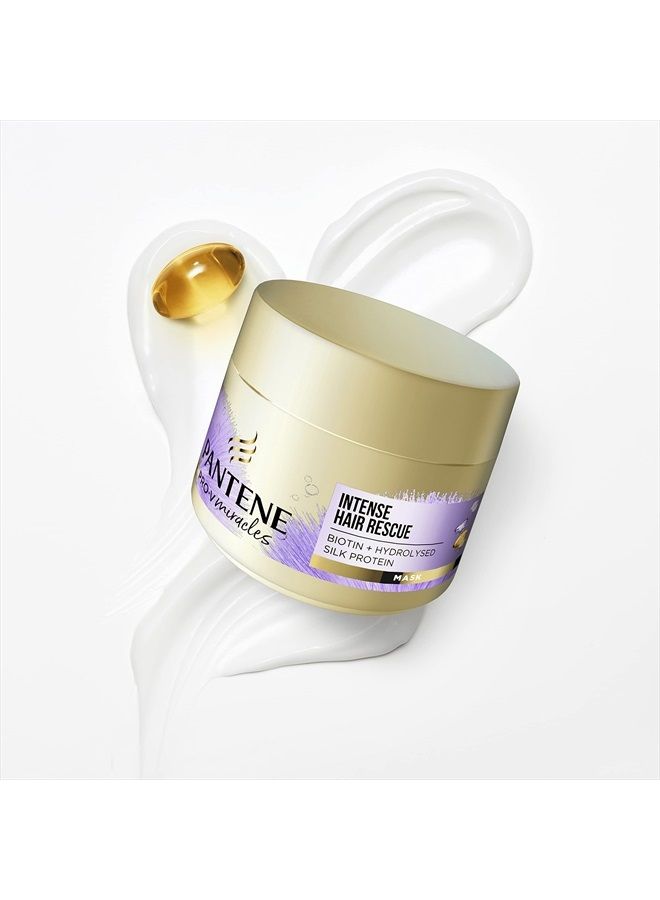 Pantene Miracles Hair Mask, Intense Hair Rescue Mask with Biotin and Hydrolysed Silk Protein, Hair Treatment That Helps Repair Processed, Highlighted or Intensely Dry Damaged Hair,160ml - Image 2