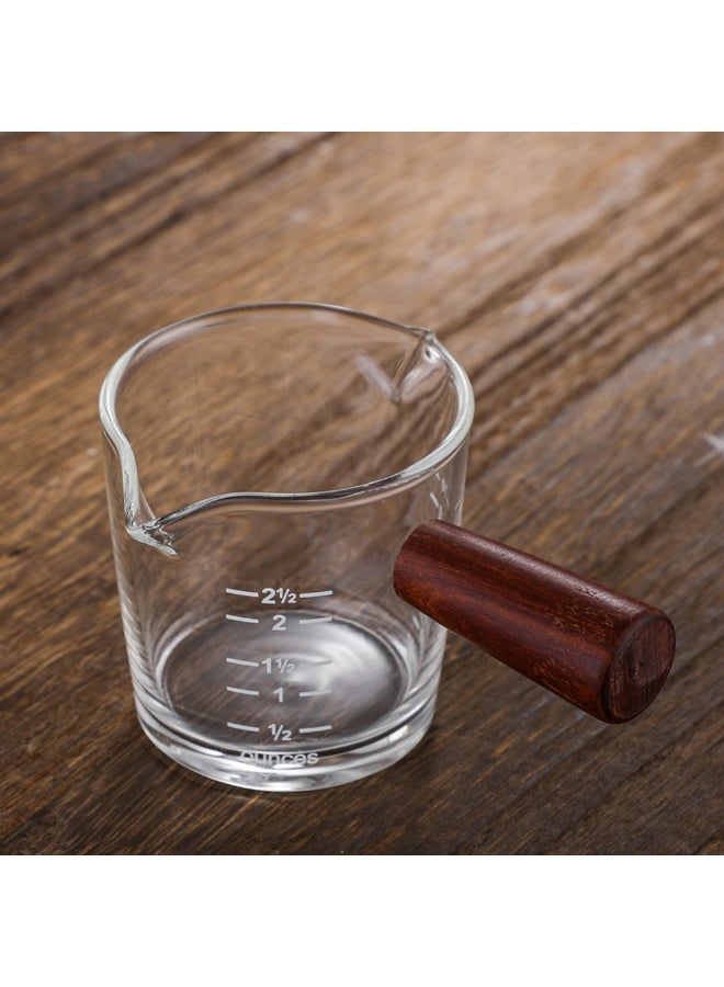 Japanese Style Wooden Handle Glass Double Mouthed Milk Cup Graduated Coffee Ounces Durable Container Cup - Image 5