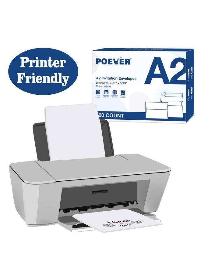 Poever - A2 Invitation Envelopes 120 Pack White Envelopes 4.375X5.75 Self Seal Small Blank Mailing Envelopes For Invitation Greeting Cards Photos Wedding Rsvp Business - Image 1
