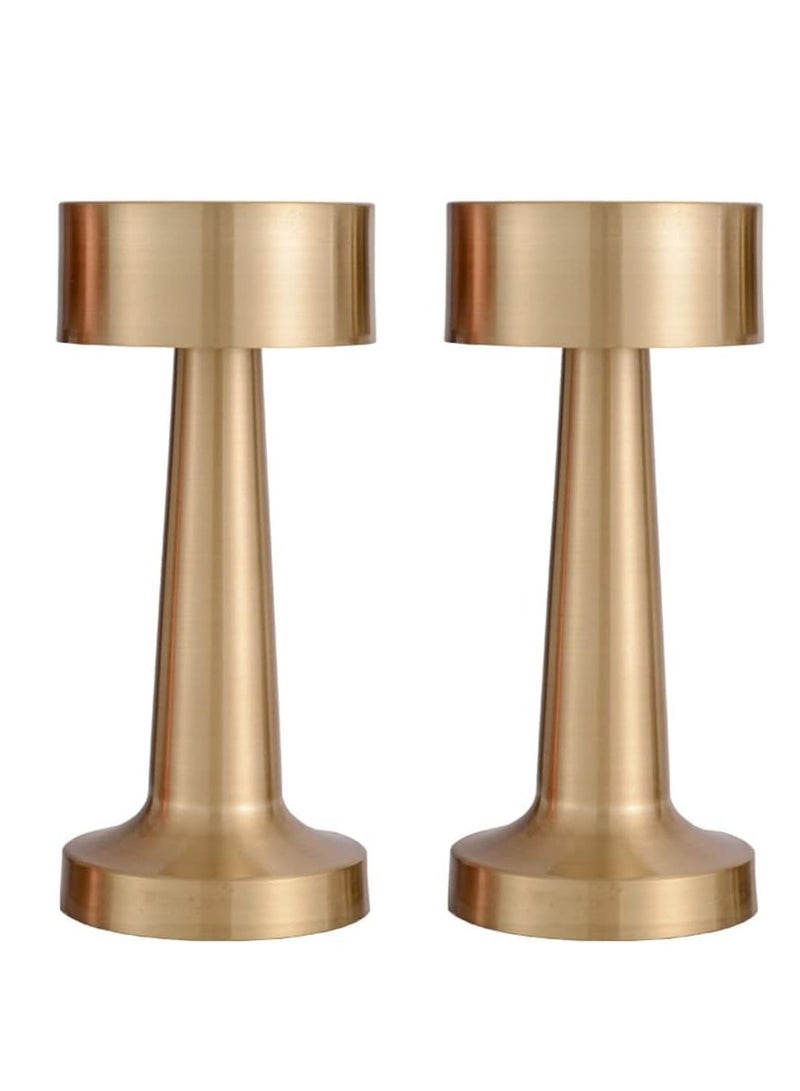 ELTRAZONE Table Lamp,Modern Rechargeable Cordless Touch Sensor LED Desk lamp 3 Ways Dimming,with USB Cord for Bar Restaurant Bedroom Bedside Nightstand Lighting (2 PACK OF (GOLD)) - Image 1