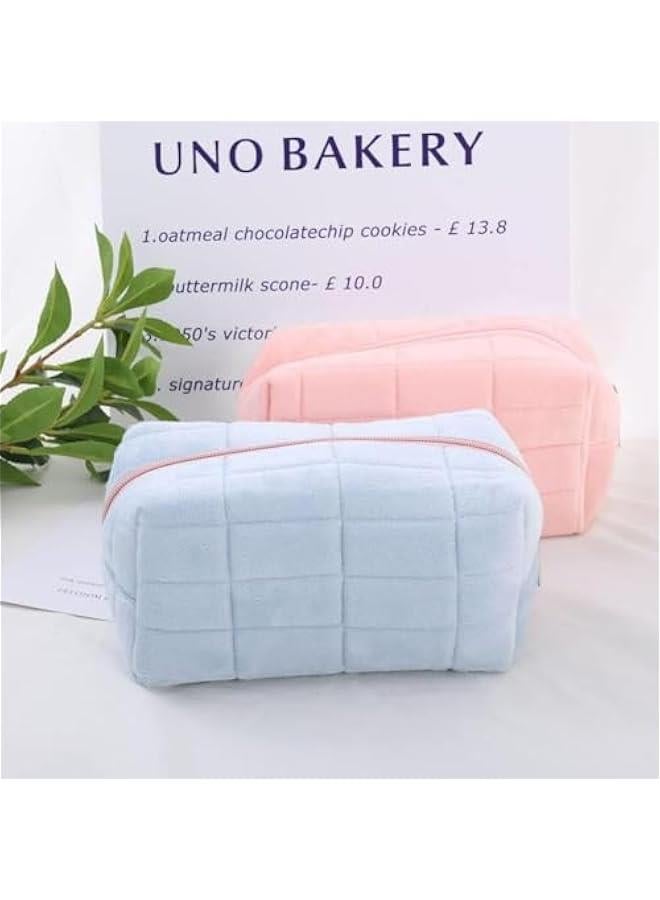 HOOKOR Make Up Bag Small Makeup Cosmetic Bags for Purse Women Y2k Checkered Travel Makeup Pouch (blue) - Image 2