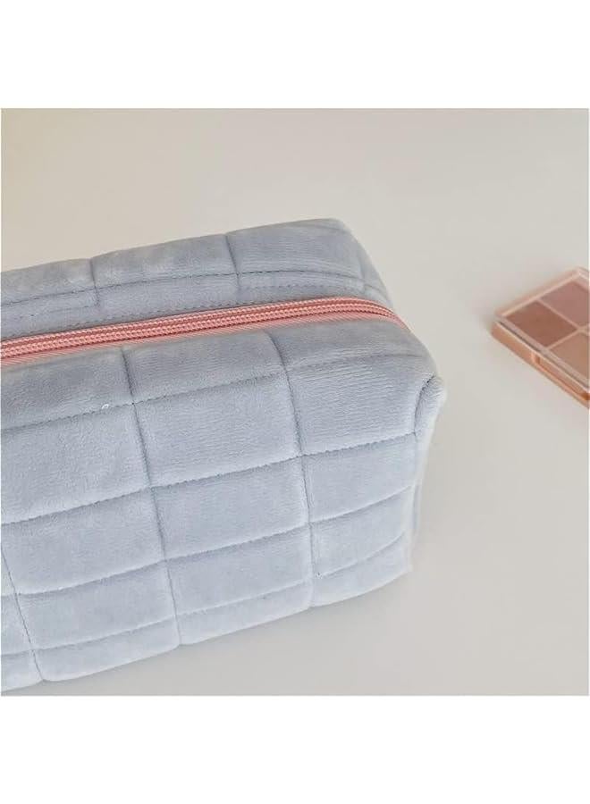 HOOKOR Make Up Bag Small Makeup Cosmetic Bags for Purse Women Y2k Checkered Travel Makeup Pouch (blue) - Image 4