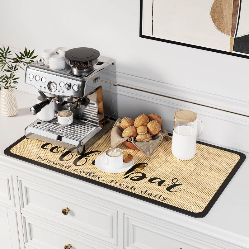 DK177 Coffee Mat Dish Drying Mat for Kitchen Counter Hide Stain Absorbent with Waterproof Rubber Backing Fit Kitchen Dish Rack Bar Accessories 315 x 17