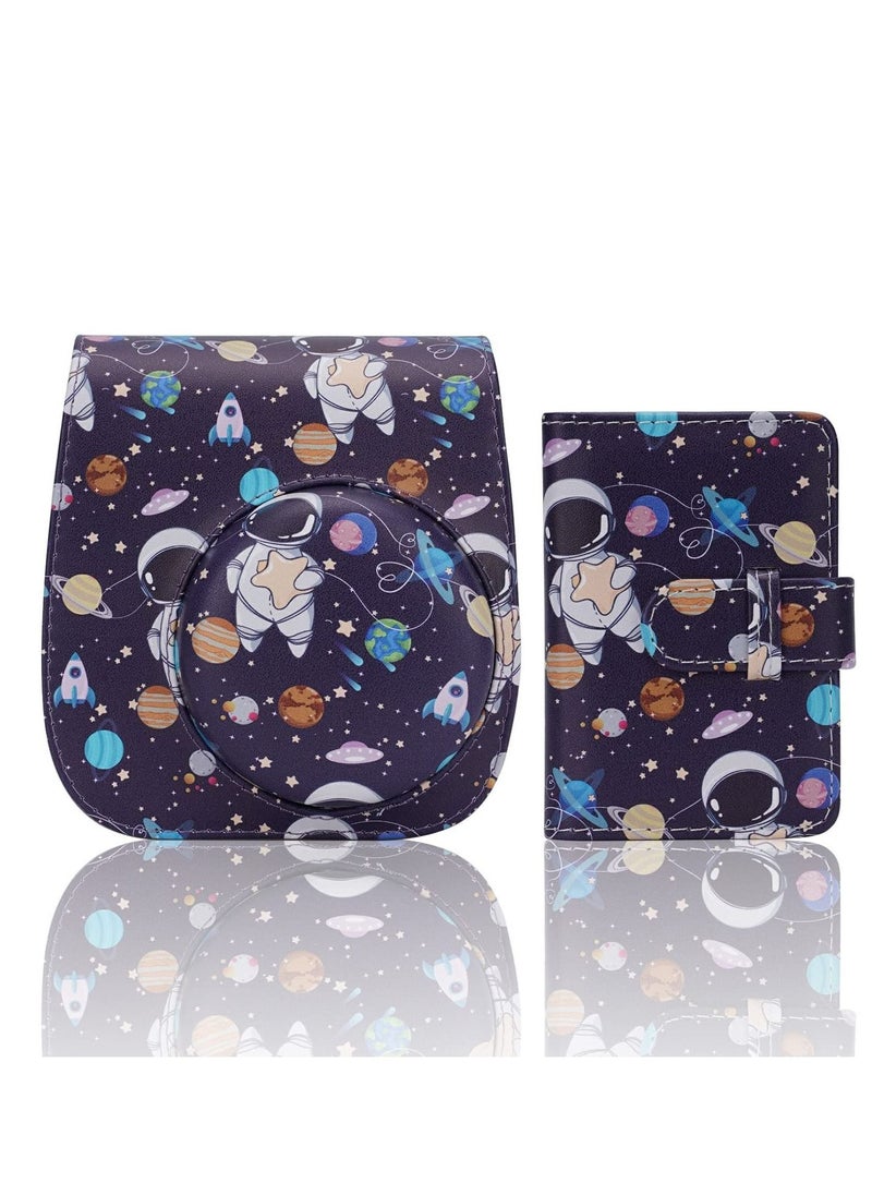KASTWAVE - Instant Camera Case Compatible with Fujifilm Instax Mini 11 / 9 / 8 / 8+, PU Leather Instant Film Camera Case with Adjustable Shoulder Strap Mini Photo Album (Astronaut) - Image 1
