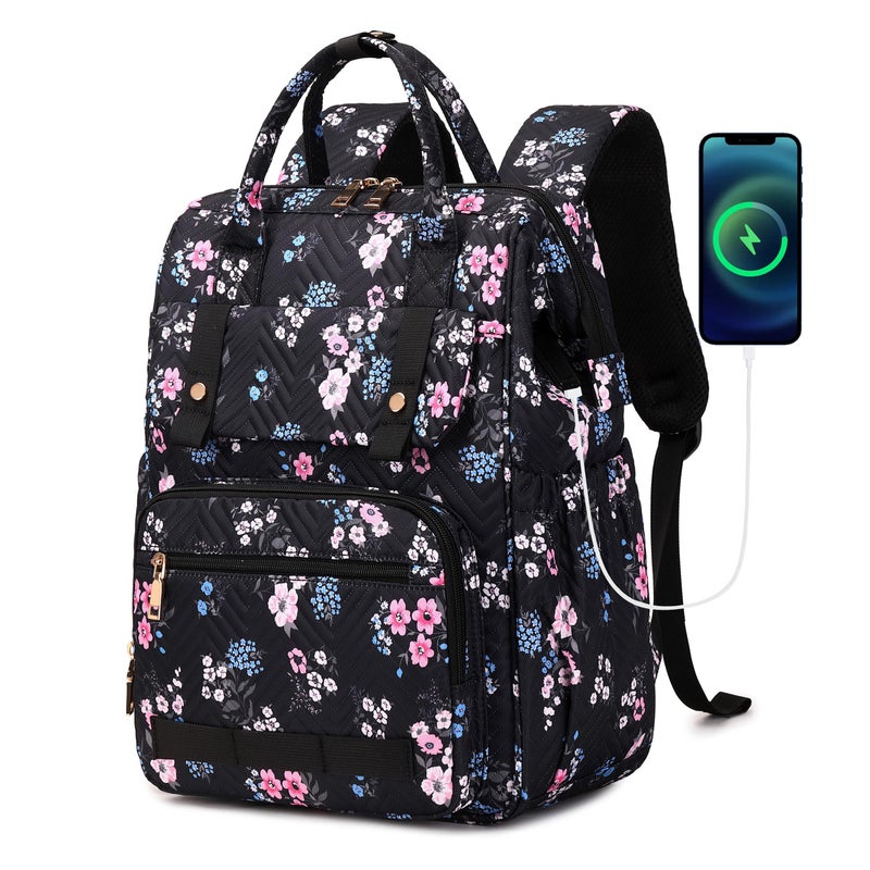 Hidds Laptop Backpack Purse for Women, Work Business College School Commuter Computer Bag Large Girls Nurse Teacher Bookbags Anti Theft Ladies Travel Daypack with Charging Port for 15.6 Inch Laptops - Image 1