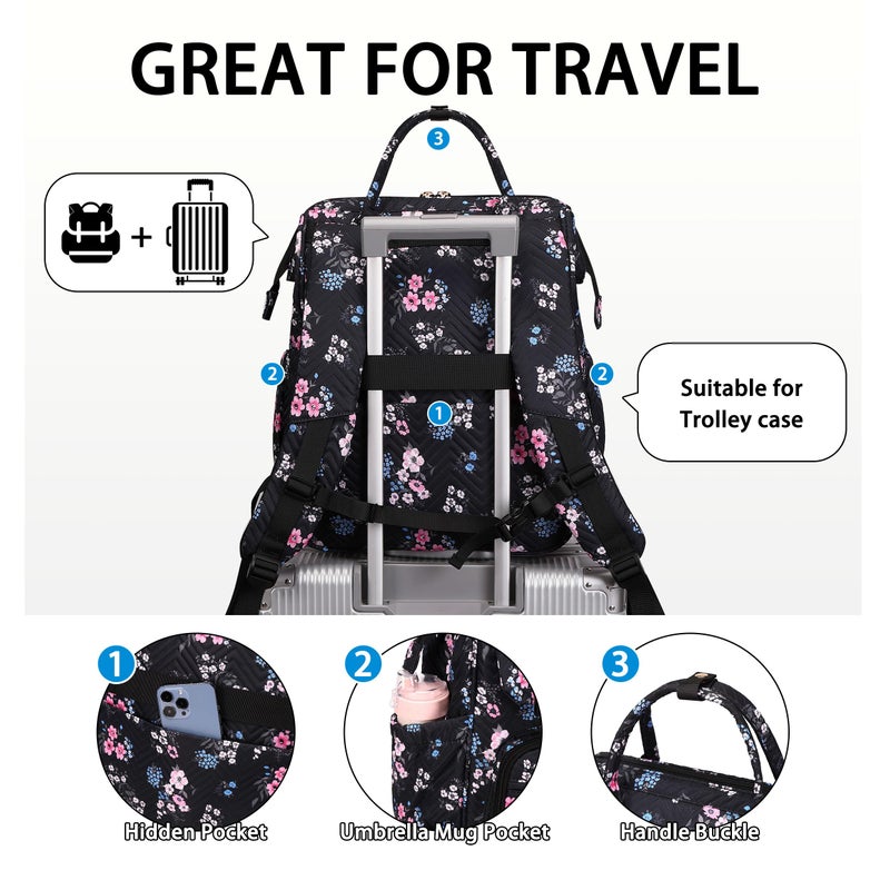 Hidds Laptop Backpack Purse for Women, Work Business College School Commuter Computer Bag Large Girls Nurse Teacher Bookbags Anti Theft Ladies Travel Daypack with Charging Port for 15.6 Inch Laptops - Image 5