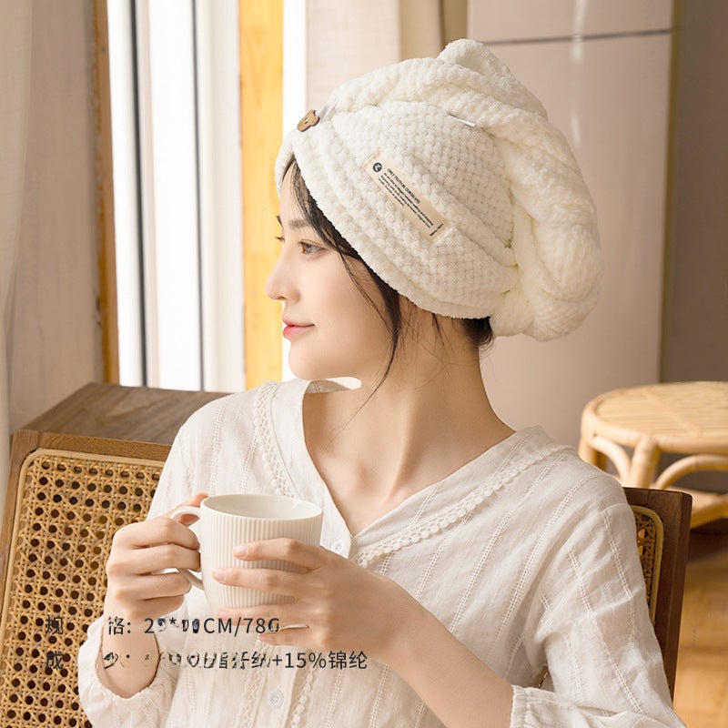 Generic Super Absorbent Hair Drying Cap Towel Ivory 