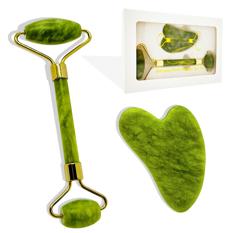 Gua Sha Face SkinCare Kit, Face and Eye Massager, Jade Roller for Face, Guasha Stone Face, Facial Massage Roller, Muscle Relaxation, Eliminates Eye Swelling