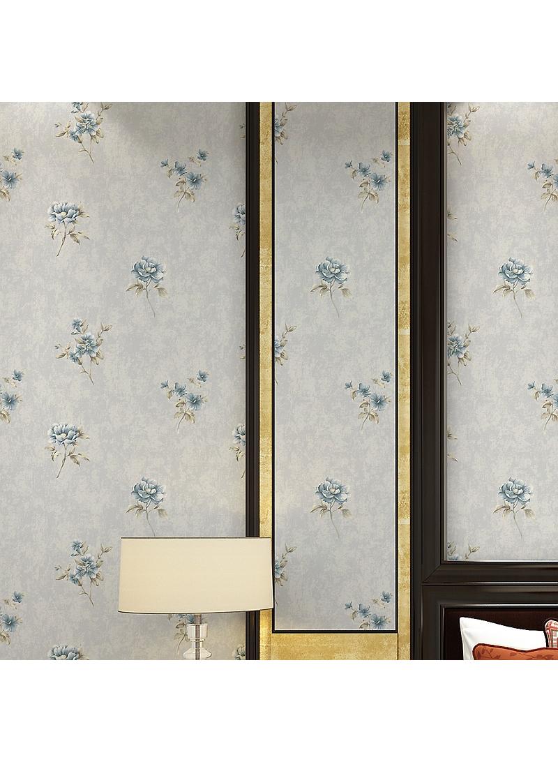 الأزرق جي دبليو خلفيات الزهور الريفية 3D بسيطة تنطبق على غرف النوم وغرف المعيشة والفنادق وصالونات التجميل وردة دافئة الجميلة قمع خلفيات - Image 1