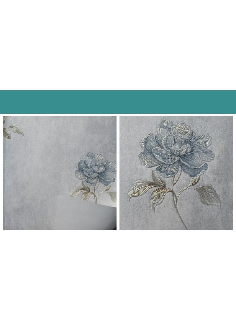 الأزرق جي دبليو خلفيات الزهور الريفية 3D بسيطة تنطبق على غرف النوم وغرف المعيشة والفنادق وصالونات التجميل وردة دافئة الجميلة قمع خلفيات - Image 2