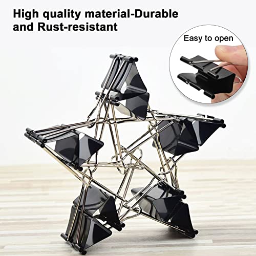 DANRONG 130 PCS Small Binder Clips, 3/4 inch, Paper Clamps, Binderclips, Black Clips for Paperwork, Home, School, Office Supplies (0.75in, Black) - Image 4