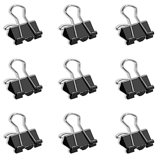 DANRONG 130 PCS Small Binder Clips, 3/4 inch, Paper Clamps, Binderclips, Black Clips for Paperwork, Home, School, Office Supplies (0.75in, Black) - Image 1