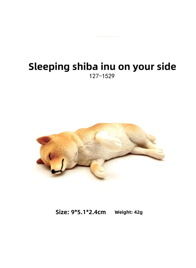 Generic - Mini Puppy Simulation Solid Animal Model Chai Dog Poodle Boxer Dog Dalmatians Shar Pea Model Toy-Color:127-1529 Side Sleeping Chai Dog - Image 1