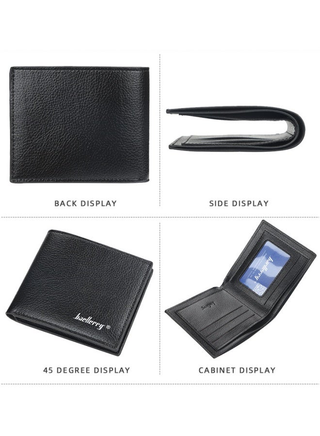 بايلليري محفظة تصميم الحد الأدنى للرجال ، محفظة قصيرة قصيرة للرجال الراقية ، محفظة الرجال مع جلد ناعم خفيف جدا ، محفظة تصميم جلد على نمط ليشي ، محفظة تخزين بطاقات متعددة ذات سعة كبيرة. - Image 2