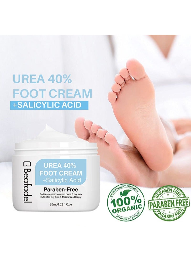 Beafadel Urea 40% Foot Cream Plus Salicylic Acid Exfoliates Dead Skin Callus Remover for Dry Cracked Hands,Heels,Elbows,Knees,Intensive Moisturizes and Softens Skin Foot Repair Care Moisturizing Cream,Paraben-Free  - Image 2