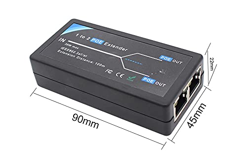 exgoofit POE Extender 2 Port PoE-Powered PoE-sourcing ethernet Switch Repeater 100m 1 in 2 Out Comply IEEE 802.3af/at Standard 10,100Mbps for Security Camera Over Cat5/Cat6 or UTP Cables - Image 4