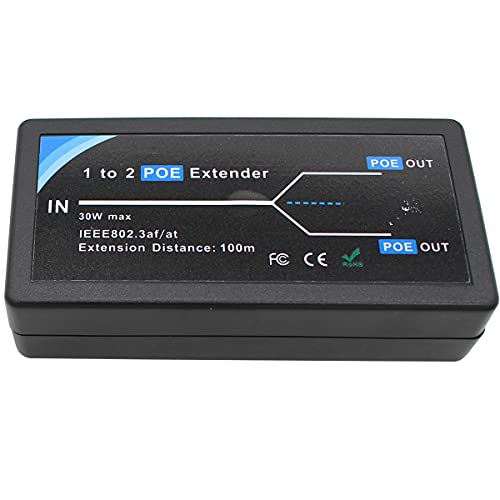 exgoofit POE Extender 2 Port PoE-Powered PoE-sourcing ethernet Switch Repeater 100m 1 in 2 Out Comply IEEE 802.3af/at Standard 10,100Mbps for Security Camera Over Cat5/Cat6 or UTP Cables - Image 2