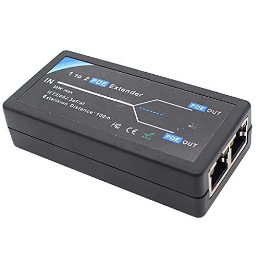 exgoofit POE Extender 2 Port PoE-Powered PoE-sourcing ethernet Switch Repeater 100m 1 in 2 Out Comply IEEE 802.3af/at Standard 10,100Mbps for Security Camera Over Cat5/Cat6 or UTP Cables - Image 1