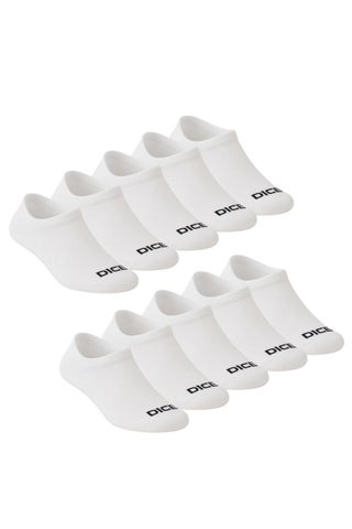 Dice Pack of 10 White Cotton Socket Socks for Men