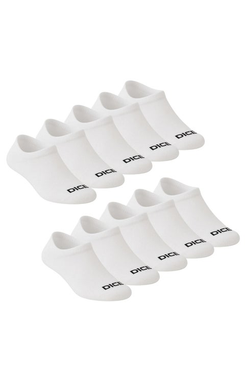 Dice Pack of 10 White Cotton Socket Socks for Men