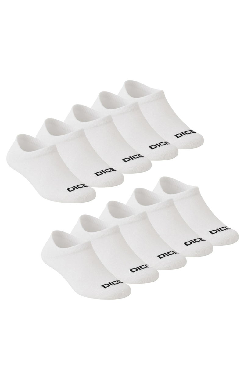 DICE Pack of 10 White Cotton Socket Socks for Men - Image 1