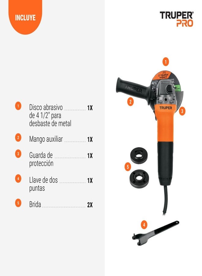 TRUPER Angle grinder 4-1/2 ', professional, 700 W - Image 2