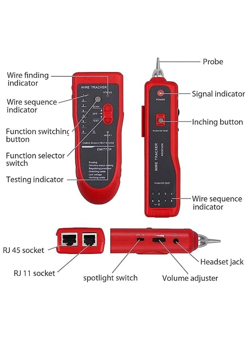Rightsure - Network Cable Tester, RJ11 RJ45 Interface, Multifunctional with Probe, Maintenance Organizer for Telephone Line Testing - Image 1