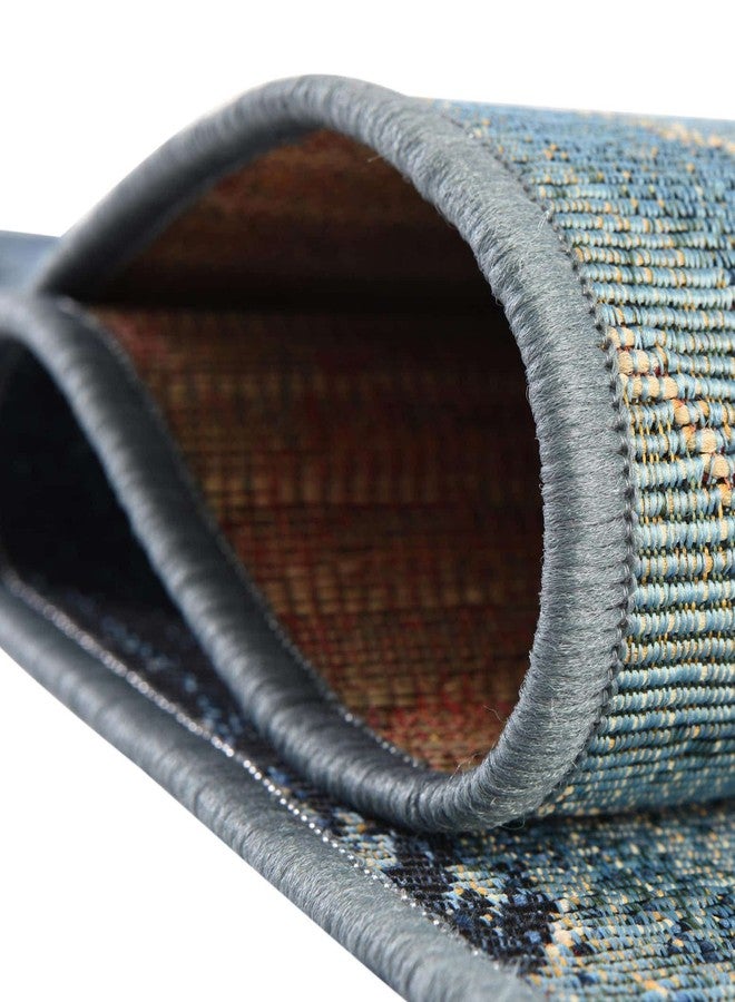 Unique Loom Outdoor Modern Collection Area Rug - Rippling (2' 7" x 5' 3" Runner, Light Blue/ Navy Blue) - Image 5