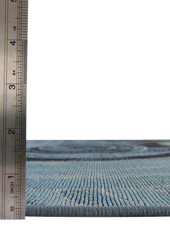 Unique Loom Outdoor Modern Collection Area Rug - Rippling (2' 7" x 5' 3" Runner, Light Blue/ Navy Blue) - Image 4