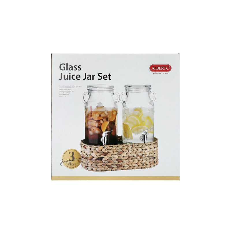 ألبرتو طقم زجاجات عصير زجاجي من البرتو مع سلة 2 قطعة/3100 مل - Image 5