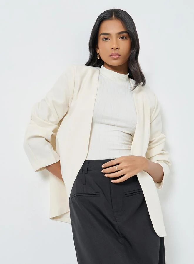 Take Two Take Two Cream Edge-to-Edge Regular Fit Blazer