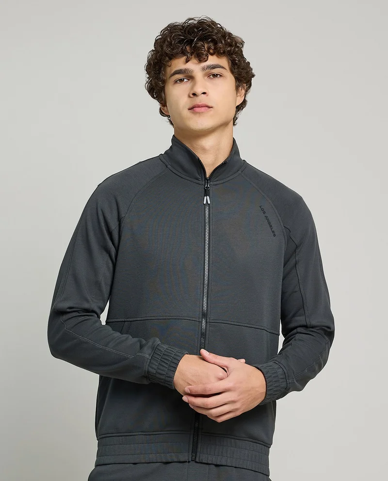 أر أند بي Solid Jacket with Zipper Closure