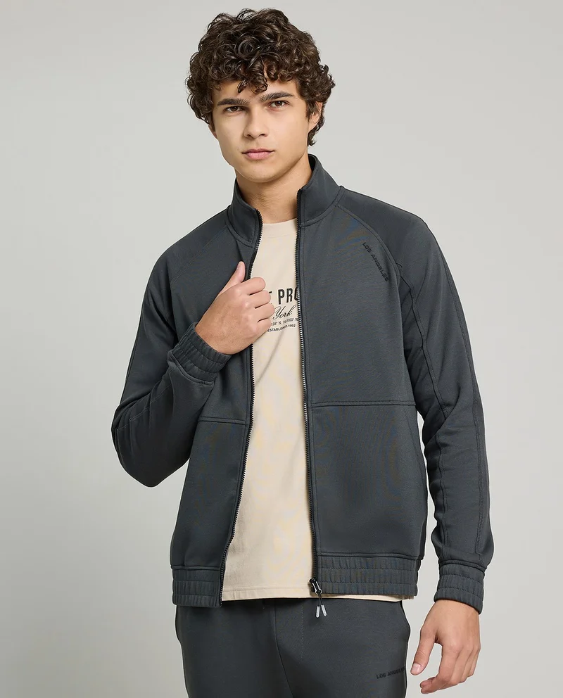 أر أند بي Solid Jacket with Zipper Closure