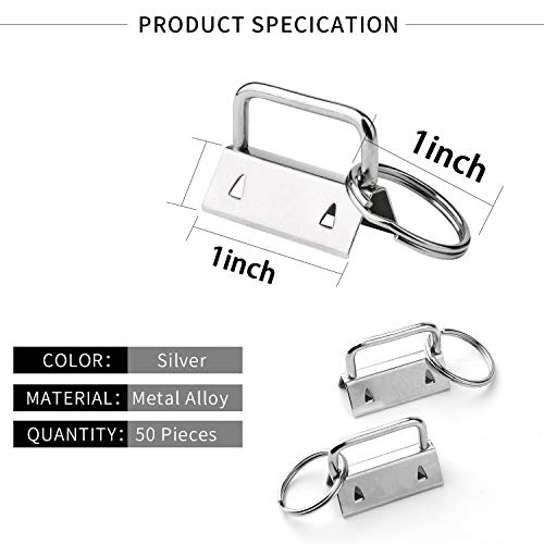 HRLORKC 50 Sets Key Fob Hardware Key Fob Keychain Wristlet with Split Ring 1 Inch - Image 2