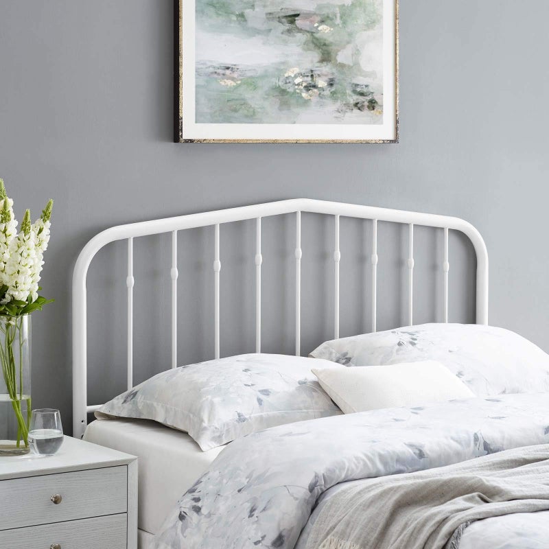 Modway Lennon Modern Farmhouse Metal Queen Headboard in White