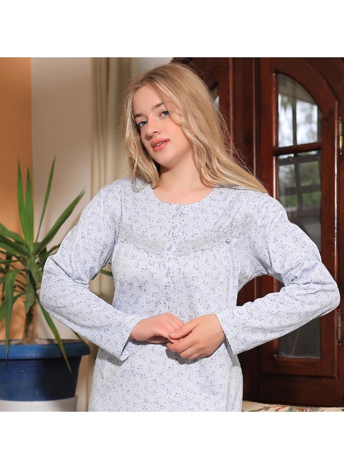 Dadoush Women's winter abaya made of the finest cotton, maxi jalabiya for women, long women's nightgown that provides you with full coverage - Image 3