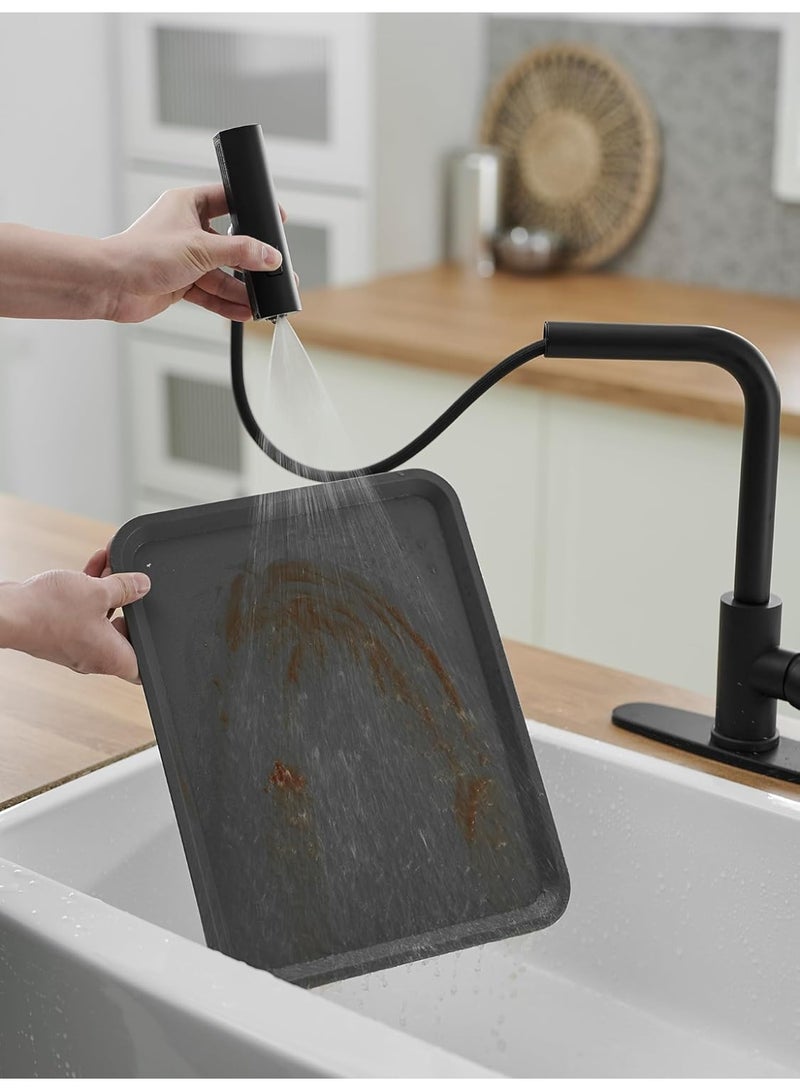 DUNISO Kitchen Faucet with Pull Down Sprayer, 3 in 1 Waterfall Sink Faucet, Stainless Steel Utility Faucet, Splashproof, Sturdy and Durable，for Kitchen Sink,Black - Image 4